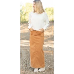 Last Chance! Stella Burnt Camel Colored Denim Maxi Skirt